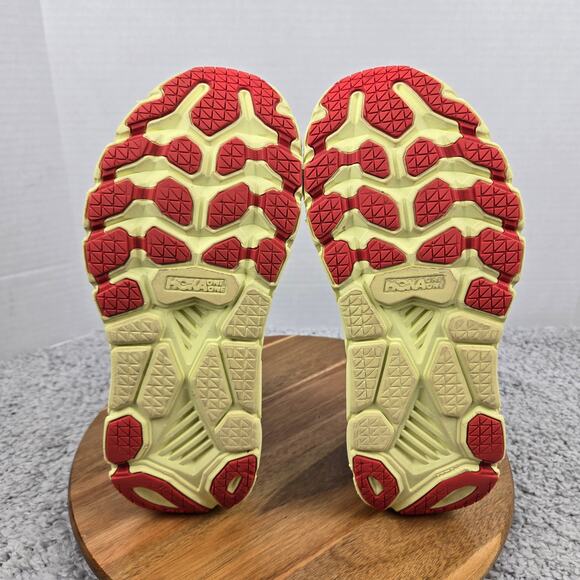 Hoka One One Women 9.5D Wide Clifton 7 Morning Mist Hot Coral Daily Running Shoe - Picture 7 of 13